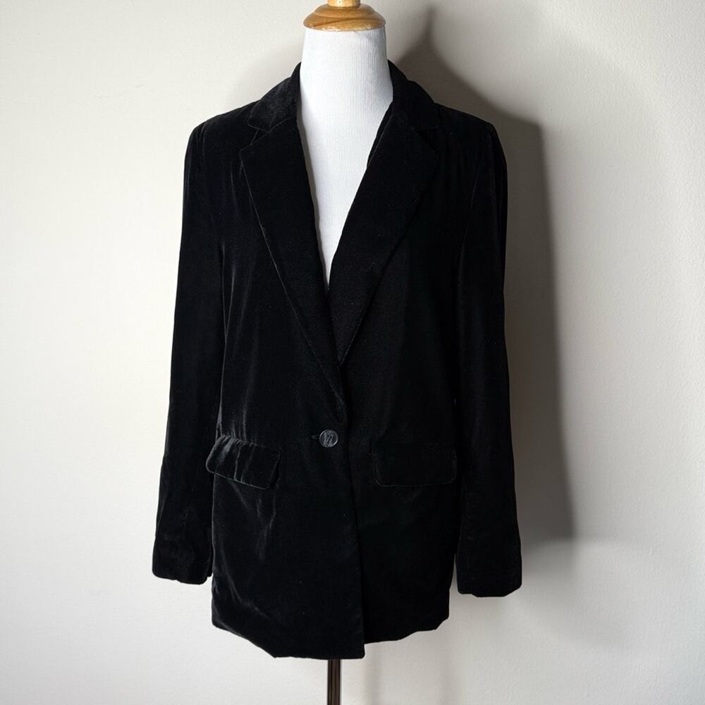 Old Navy Black Velvet Long Blazer